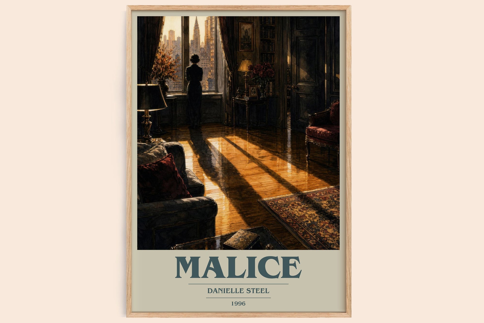 Malice book cover book poster by Danielle Steel – framed literary art print