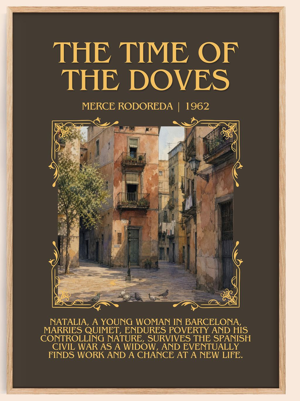 The Time Of The Doves Minimalist Book Poster by Merce Rodoreda – book poster