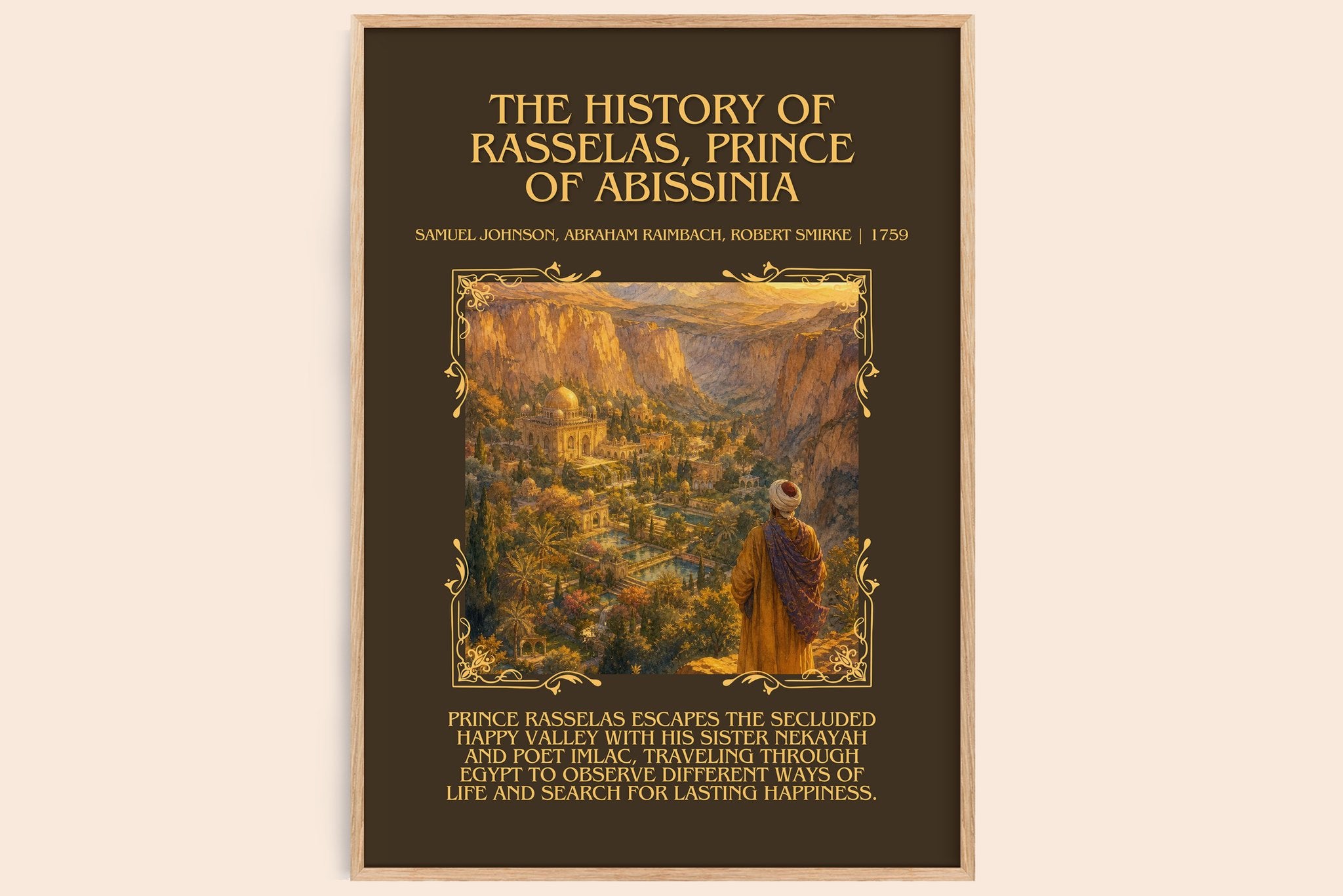 The History of Rasselas, Prince of Abissinia Minimalist Book Poster by Samuel Johnson, Abraham Raimbach, Robert Smirke