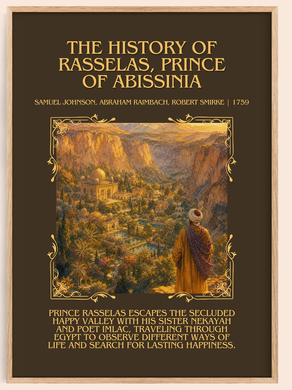 The History of Rasselas, Prince of Abissinia Minimalist Book Poster by Samuel Johnson, Abraham Raimbach, Robert Smirke – book poster