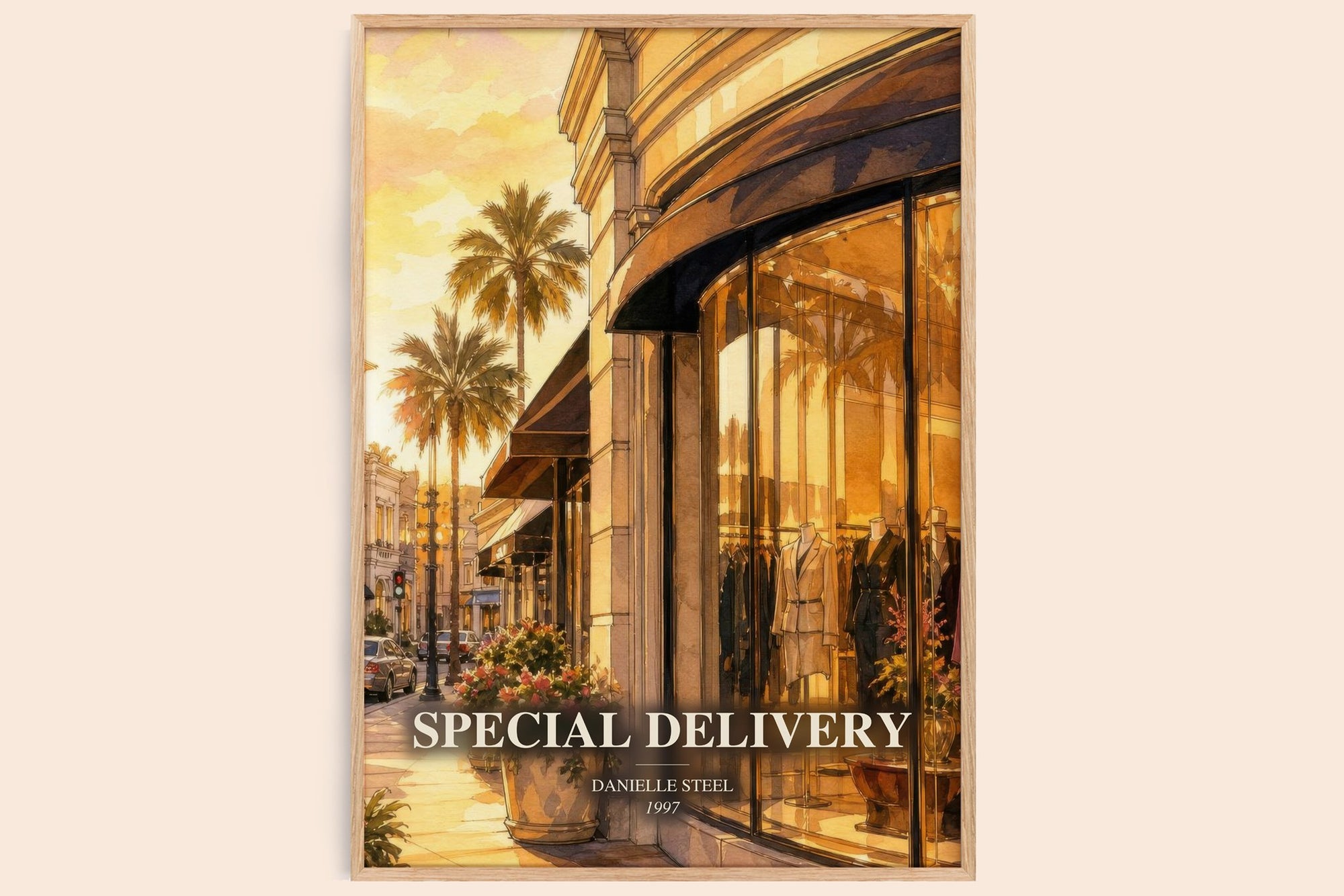 Special Delivery watercolour book poster by Danielle Steel – framed literary art print