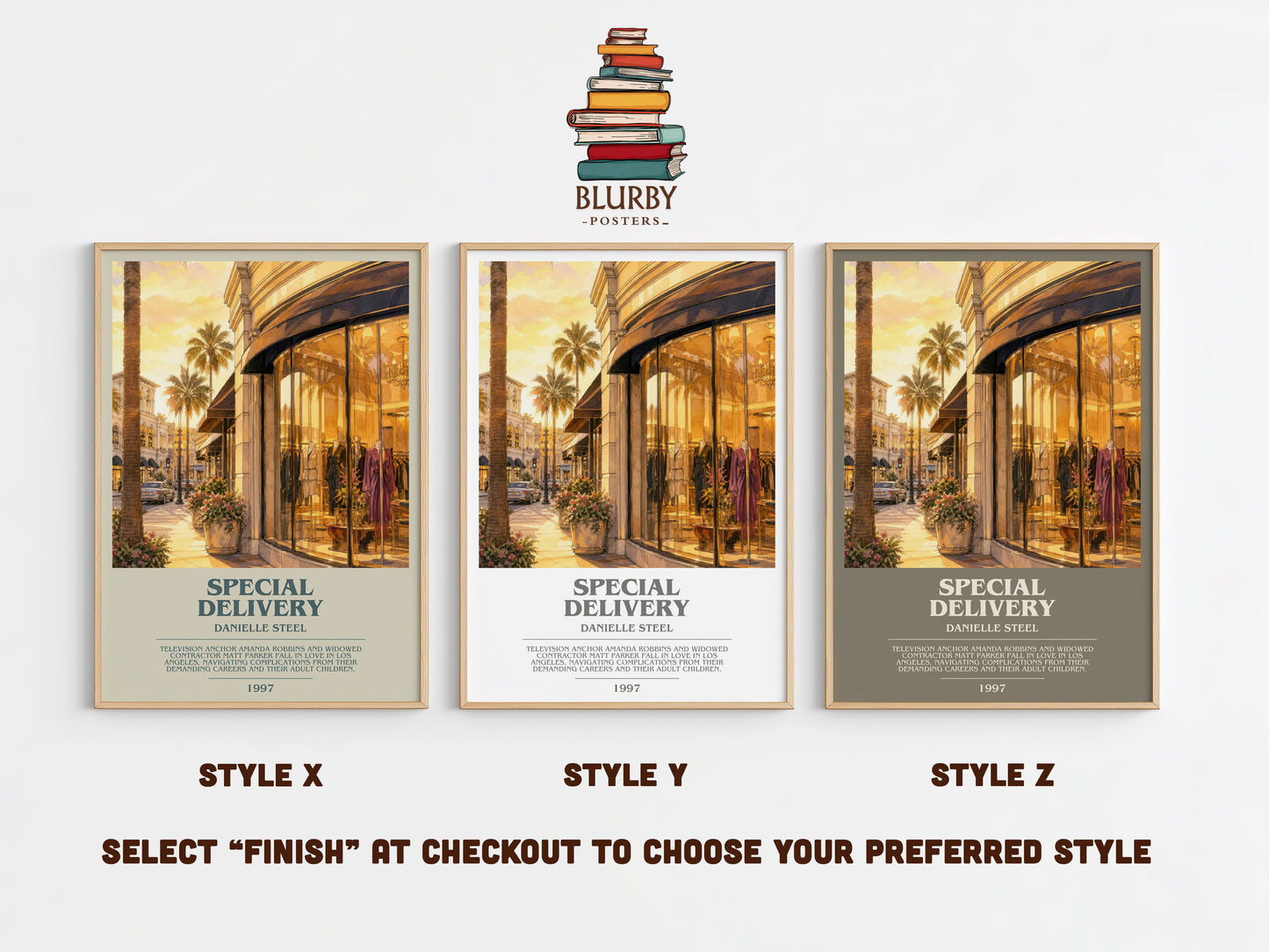Special Delivery bookish print in frame leaning in hallway – contemporary fiction wall art