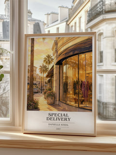Special Delivery Book Cover Poster by Danielle Steel – framed print by a bright window