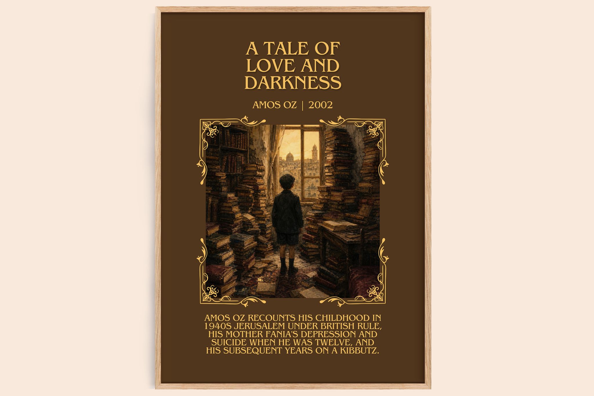 A Tale of Love and Darkness Minimalist Book Poster by Amos Oz