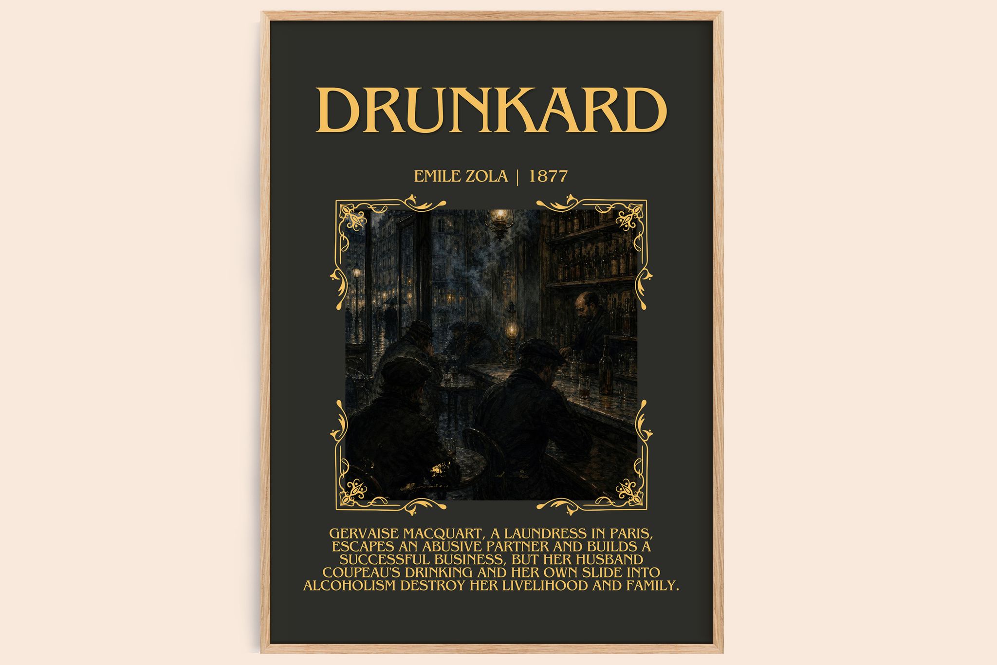 Drunkard Minimalist Book Poster by Émile Zola
