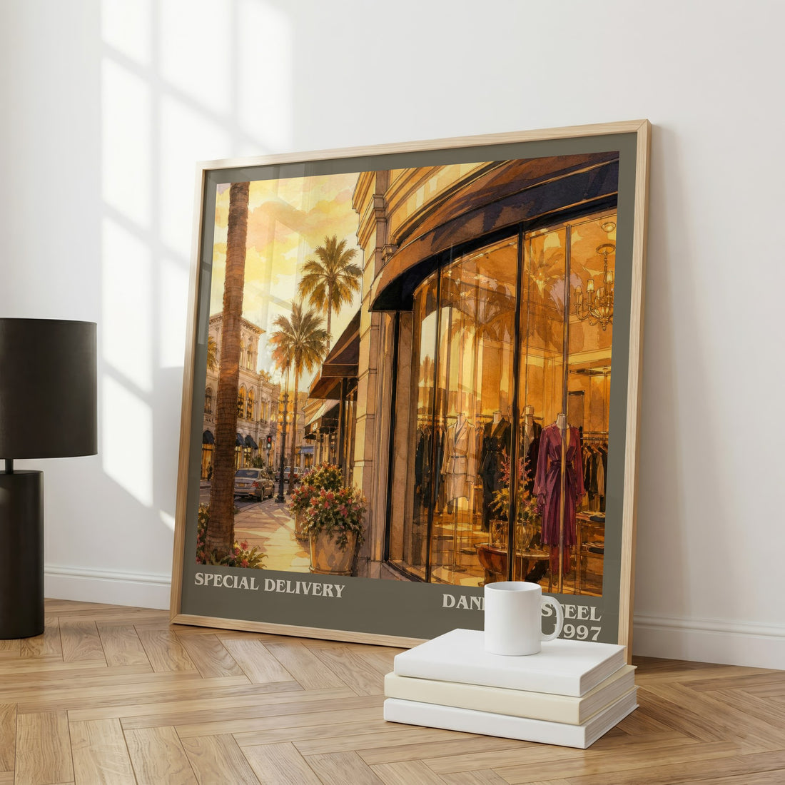 Special Delivery Literary Art Print by Danielle Steel – large square framed print leaning against a wall