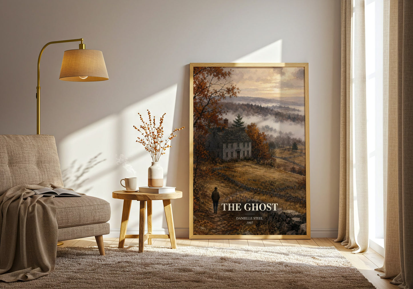 The Ghost watercolour print in frame leaning in hallway – romance wall art
