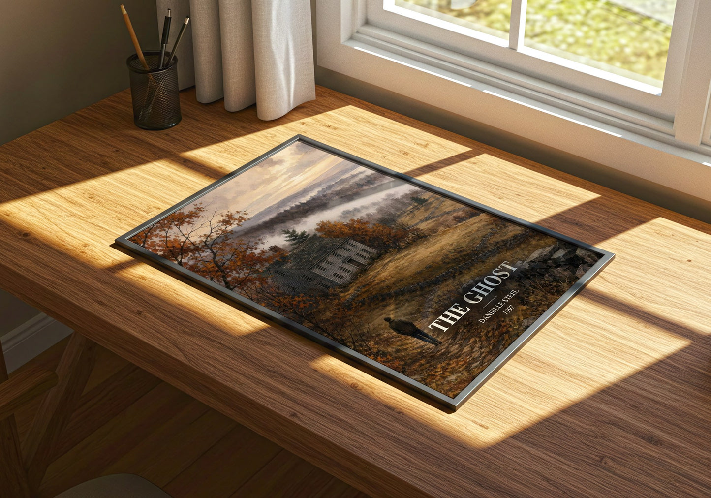 The Ghost watercolour book poster framed on wall – romance wall art