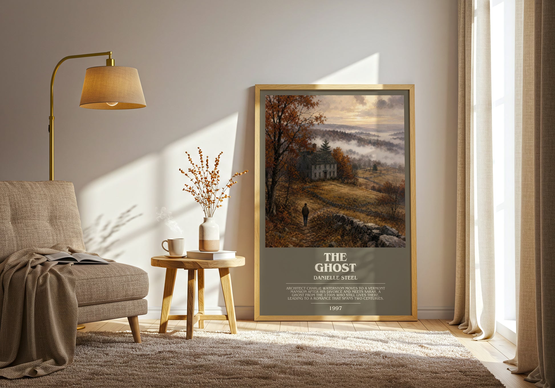 The Ghost bookish print on bookshelf – Danielle Steel fan gift