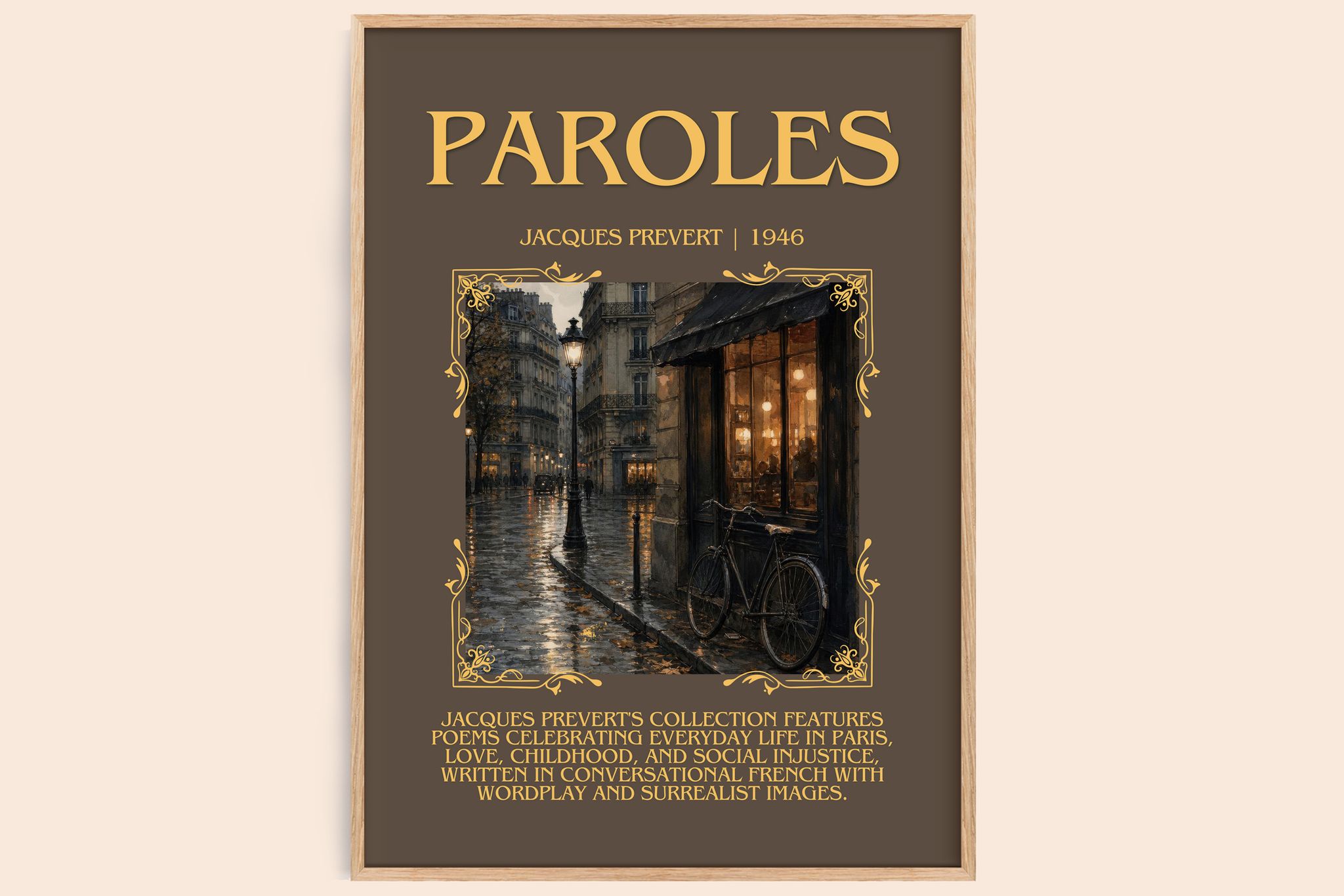 Paroles Minimalist Book Poster by Jacques Prévert
