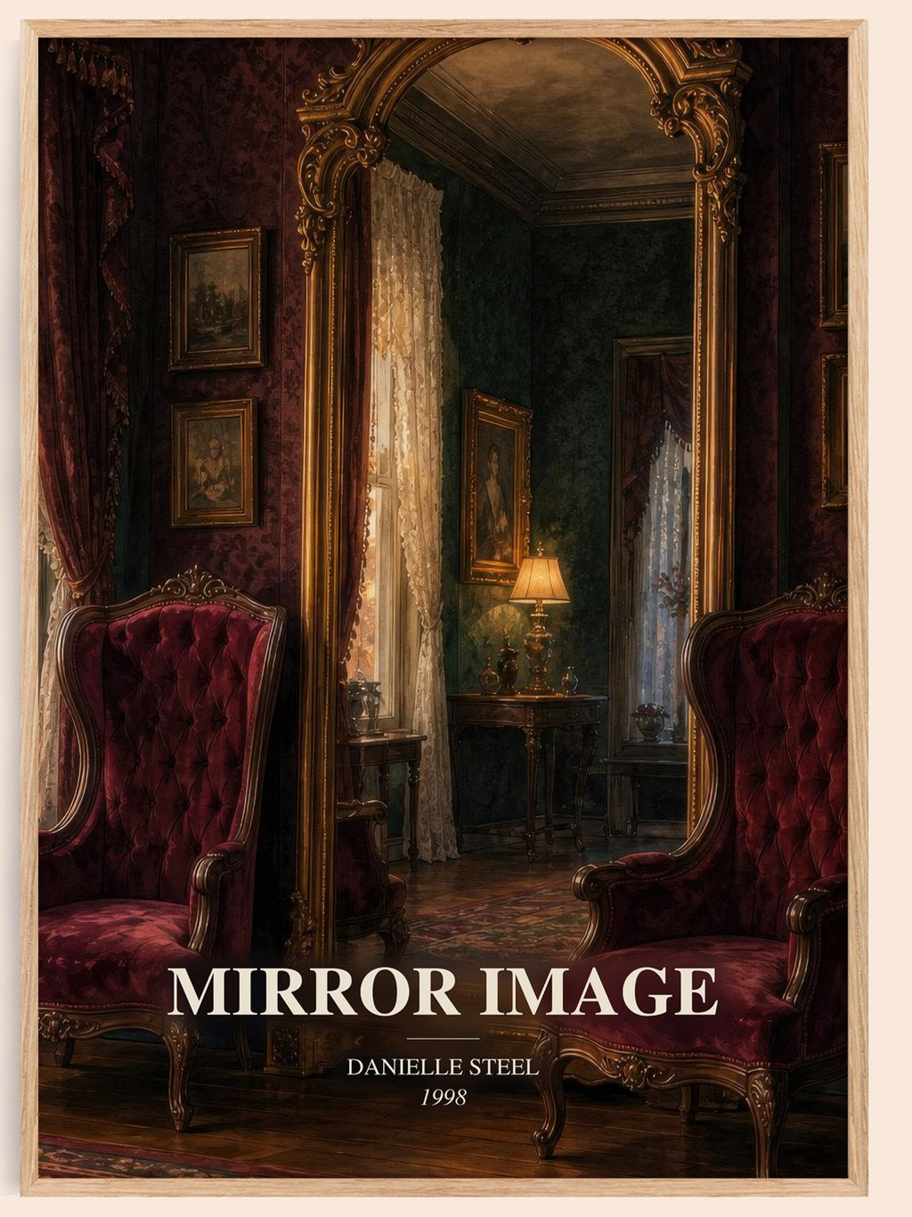 Mirror Image watercolour book poster by Danielle Steel – framed literary art print