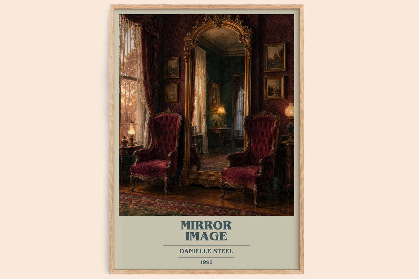 Mirror Image book cover book poster by Danielle Steel – framed literary art print