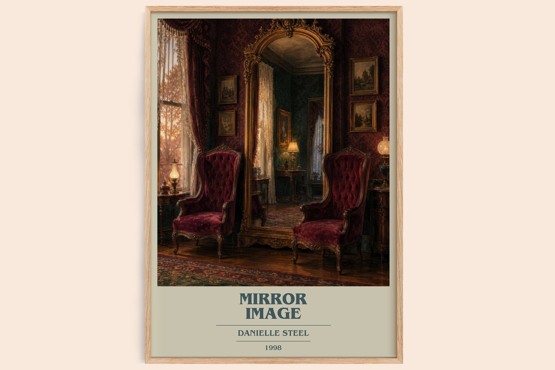 Mirror Image book cover book poster by Danielle Steel – framed literary art print