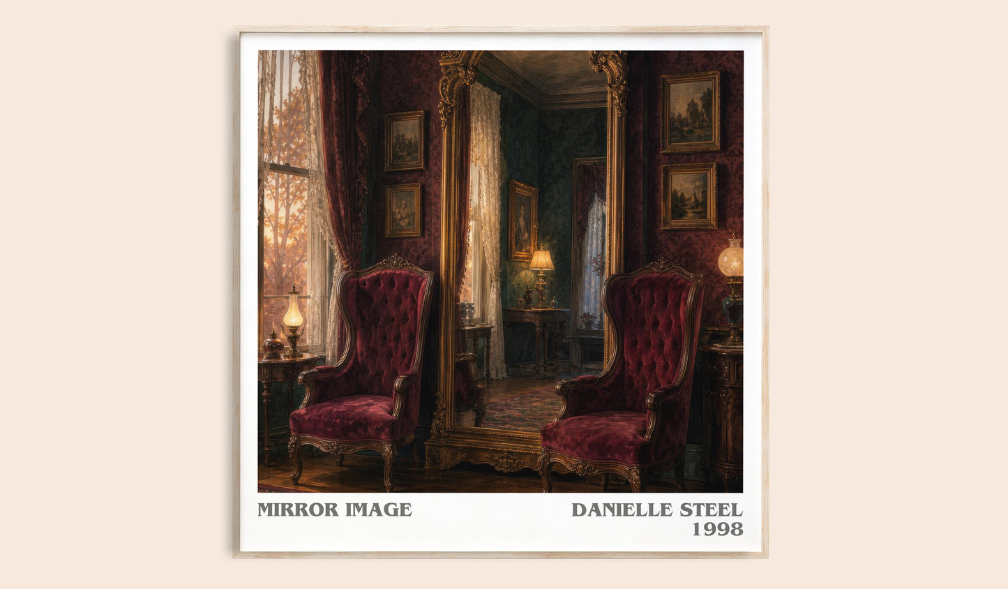 Mirror Image literary book poster by Danielle Steel – framed literary art print