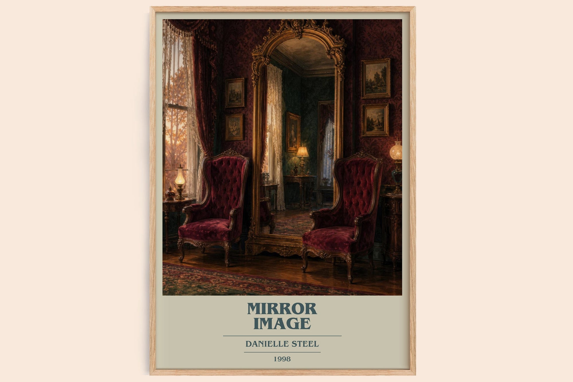 Mirror Image book cover book poster by Danielle Steel – framed literary art print