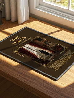 The Maias Minimalist Book Poster by Eça de Queirós – print on a sunlit desk