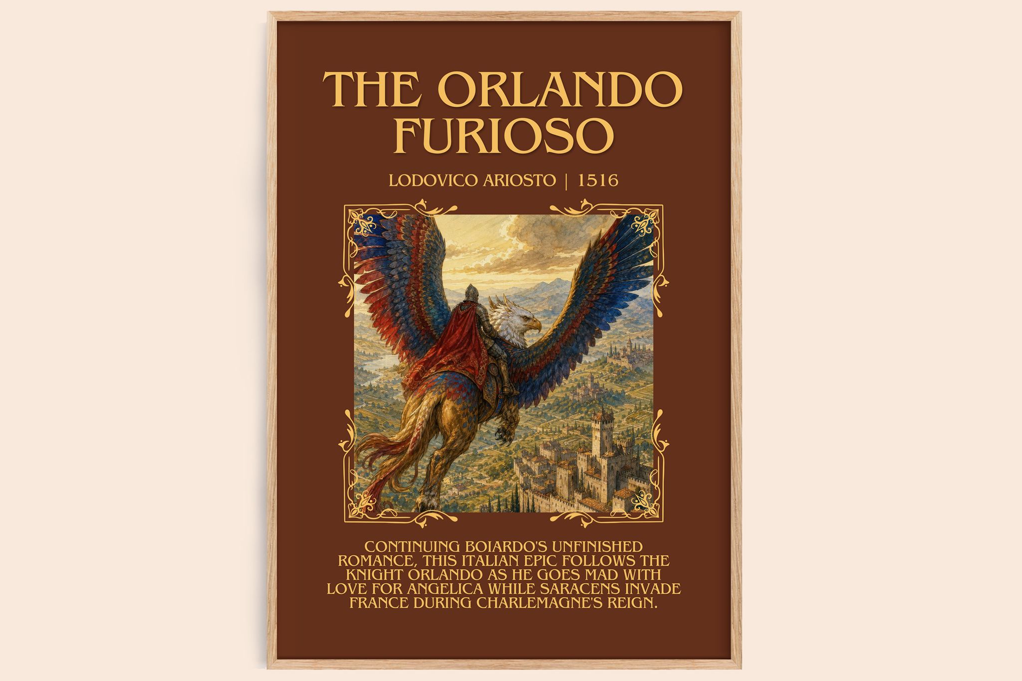 The Orlando Furioso Minimalist Book Poster by Lodovico Ariosto