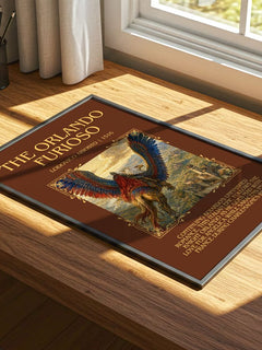 The Orlando Furioso Minimalist Book Poster by Lodovico Ariosto – print on a sunlit desk