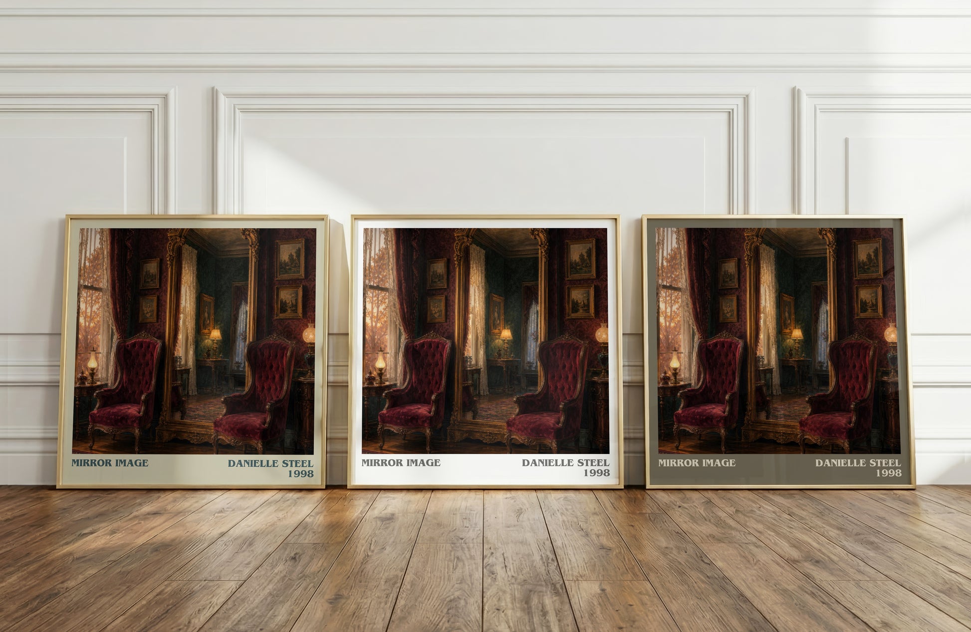 Mirror Image literary art print colour and style options – Danielle Steel book art
