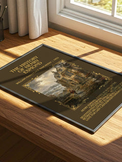 History Of Henry Esmond Minimalist Book Poster by W. Thackeray – print on a sunlit desk