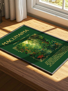 Macunaíma Minimalist Book Poster by Mario de Andrade – print on a sunlit desk