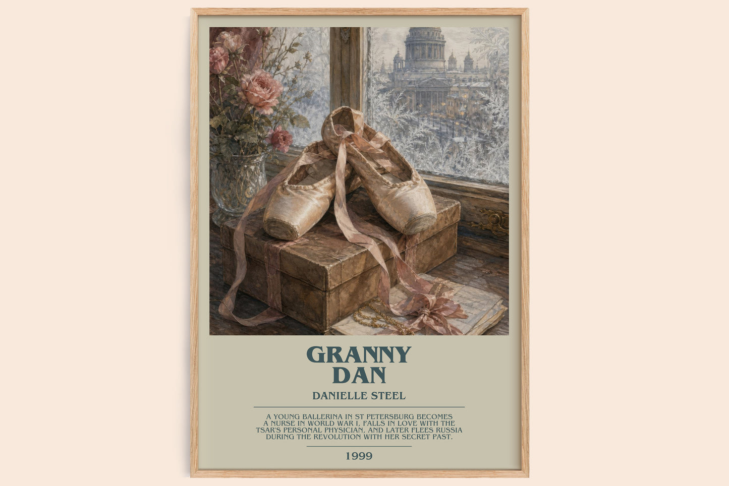 Granny Dan bookish book poster by Danielle Steel – framed literary art print