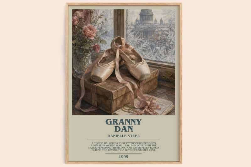 Granny Dan bookish book poster by Danielle Steel – framed literary art print