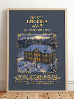 Gösta Berling's Saga Minimalist Book Poster by Selma Lagerlöf – framed print leaning on a wooden floor