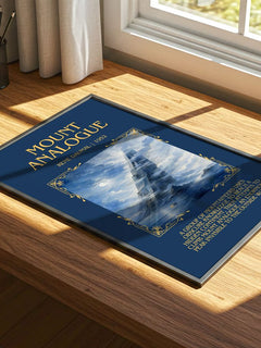 Mount Analogue Minimalist Book Poster by René Daumal – print on a sunlit desk