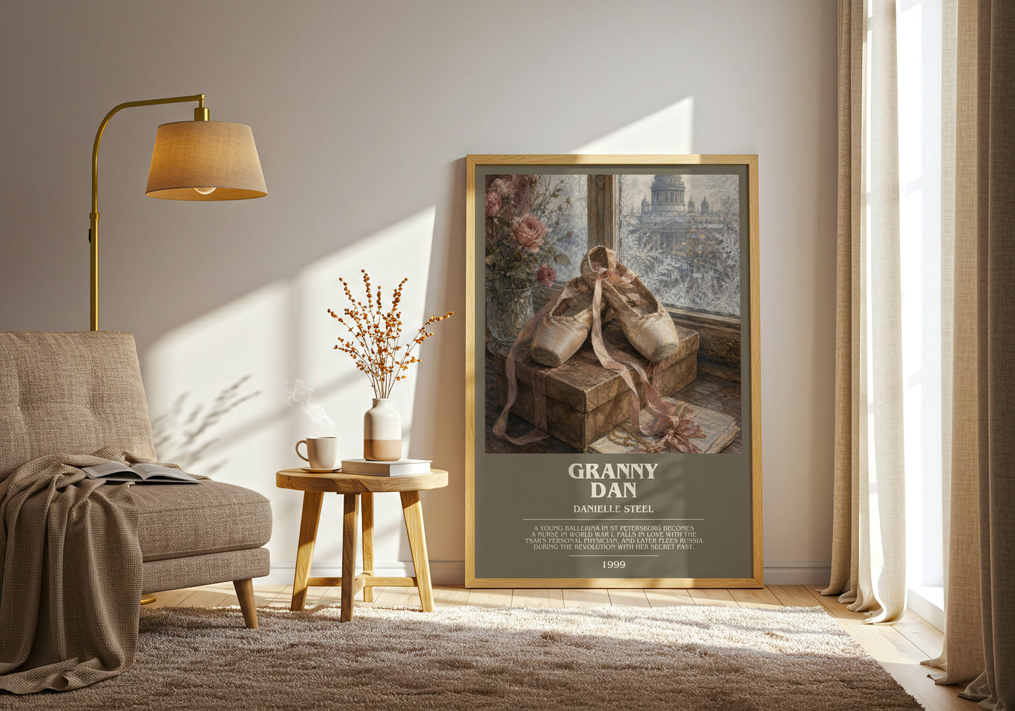 Granny Dan bookish print on bookshelf – Danielle Steel fan gift