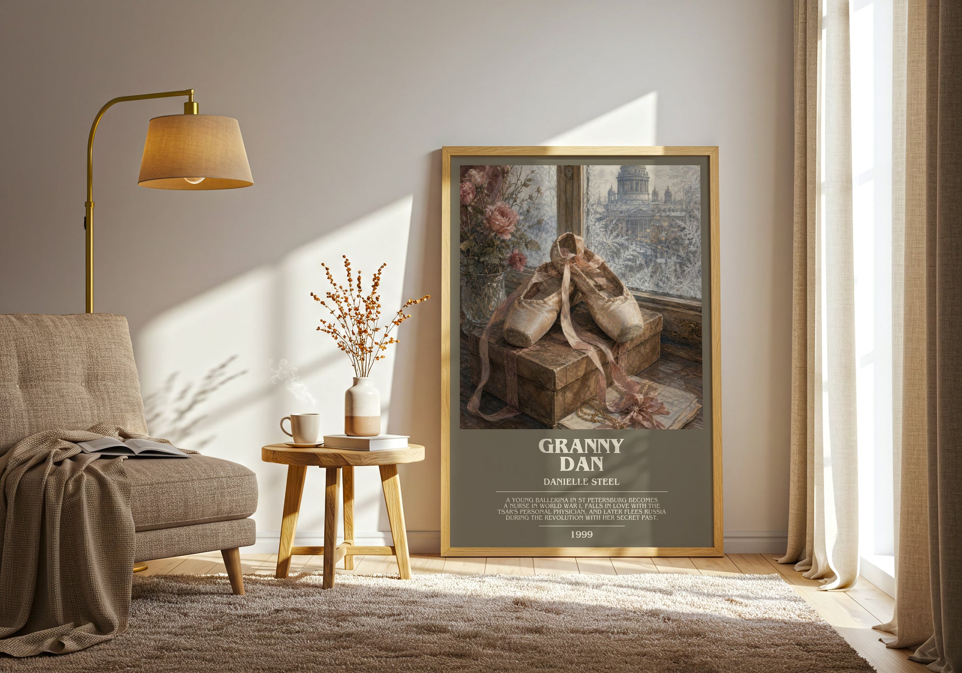 Granny Dan bookish print on bookshelf – Danielle Steel fan gift