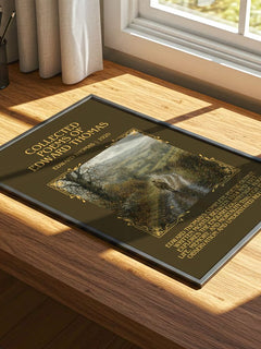 Collected Poems Of Edward Thomas Minimalist Book Poster by E. Thomas – print on a sunlit desk