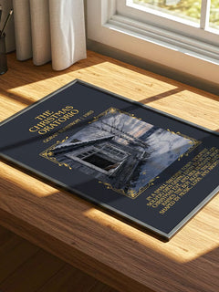 The Christmas Oratorio Minimalist Book Poster by Göran Tunström – print on a sunlit desk