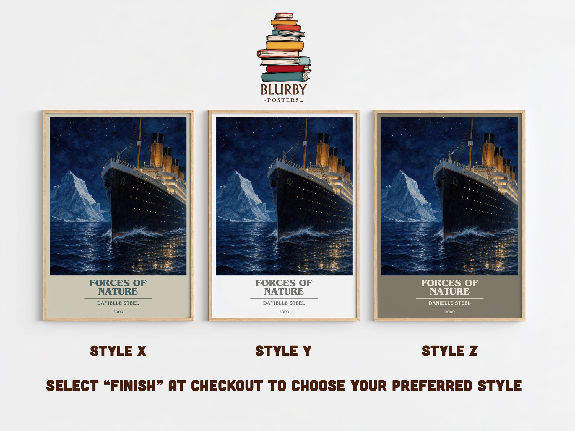 Forces Of Nature book cover print in frame leaning in hallway – contemporary fiction wall art