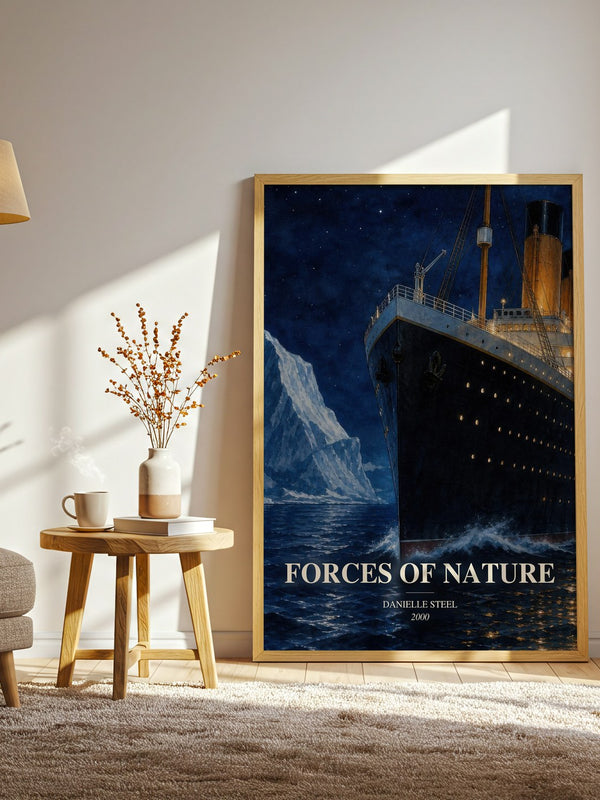Forces Of Nature watercolour print in frame leaning in hallway – contemporary fiction wall art