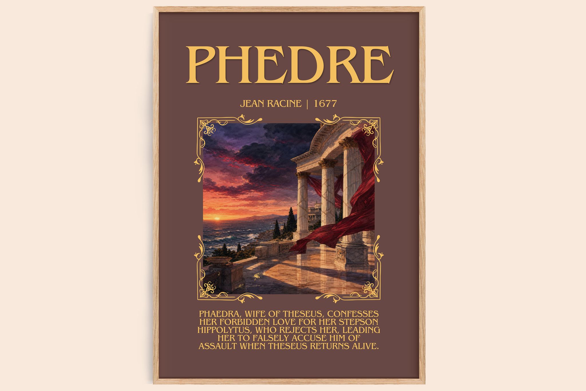 Phèdre Minimalist Book Poster by Jean Racine