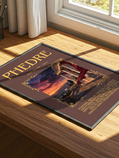 Phèdre Minimalist Book Poster by Jean Racine – print on a sunlit desk