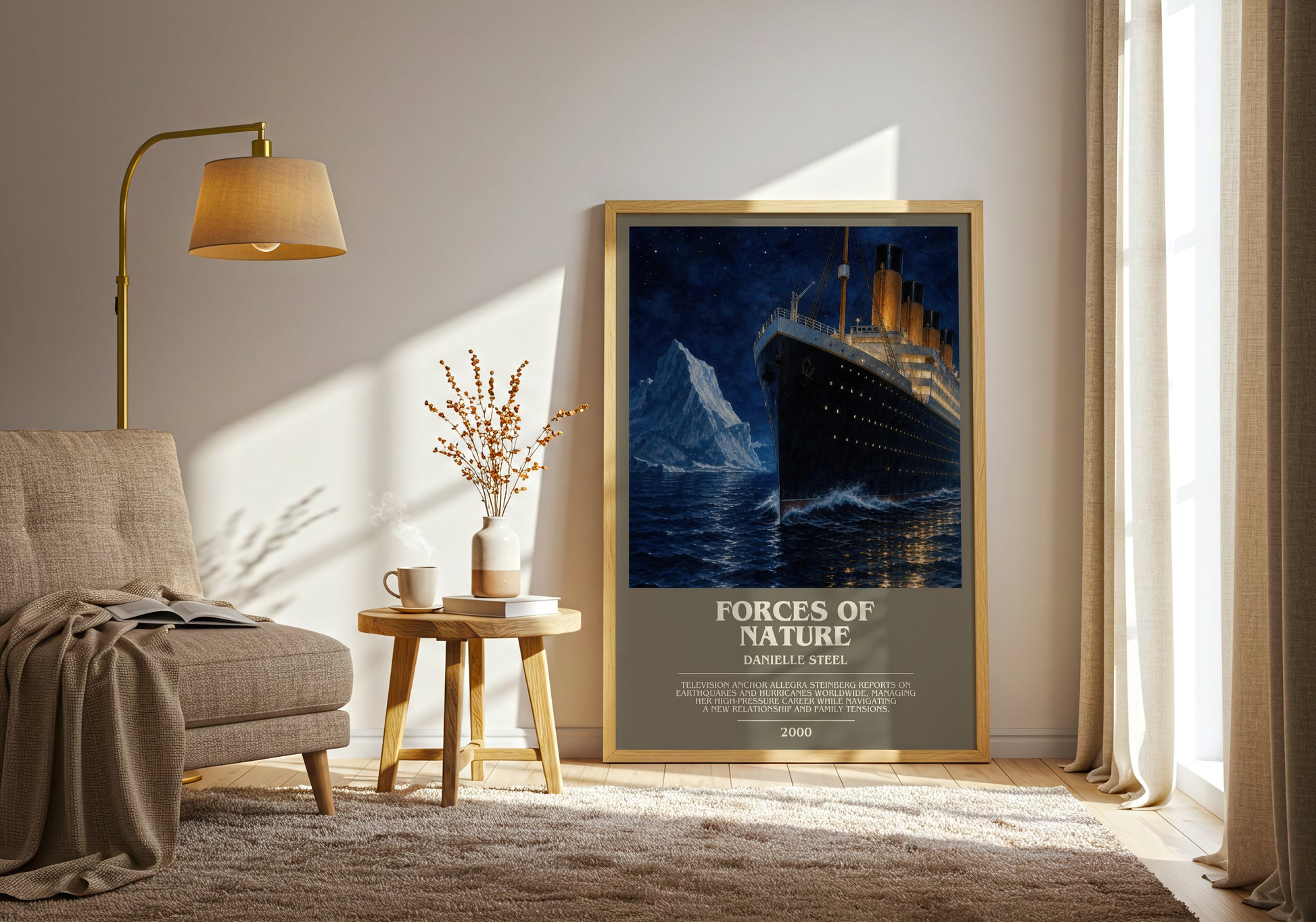 Forces Of Nature bookish print on bookshelf – Danielle Steel fan gift