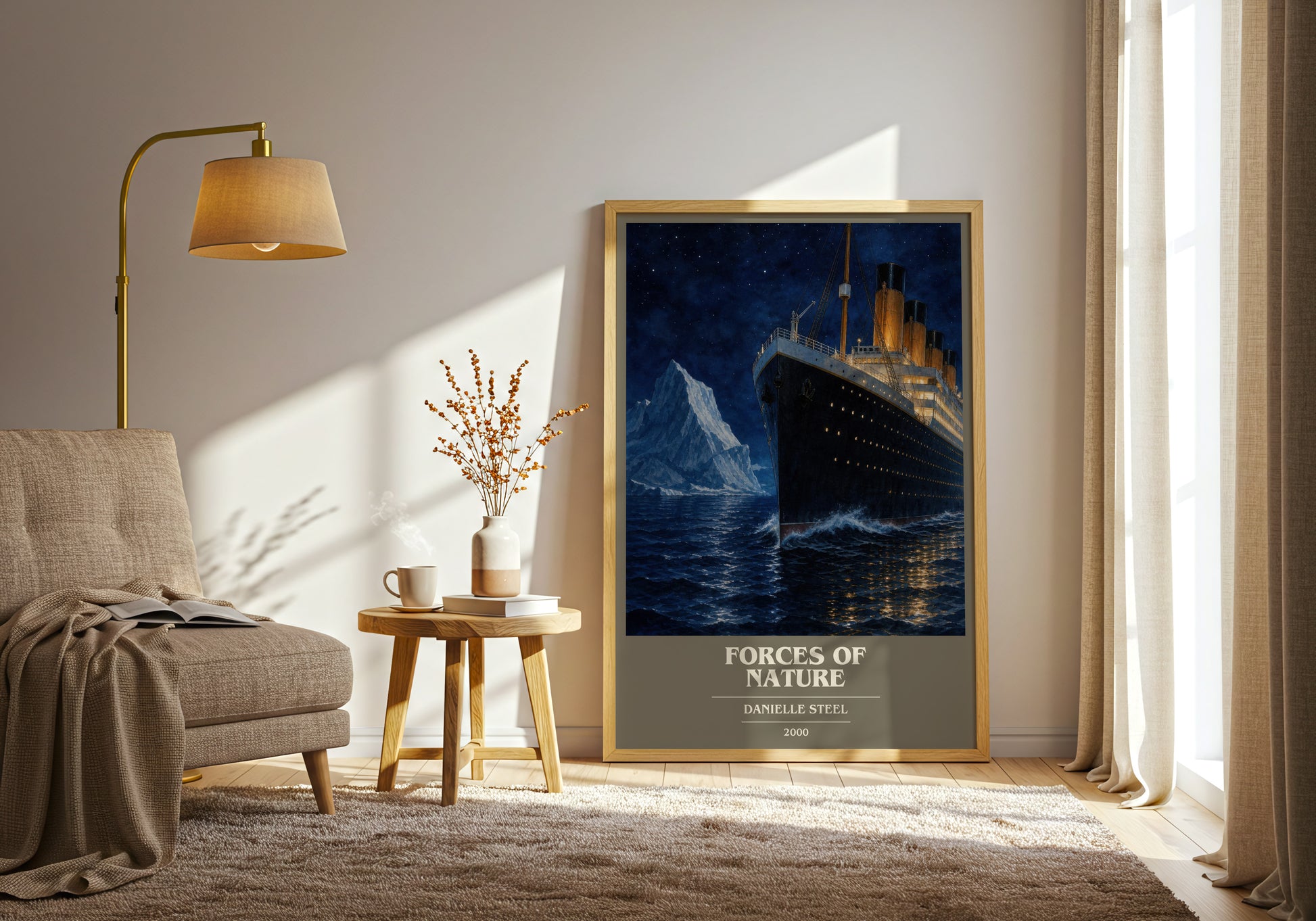 Forces Of Nature book cover print on bookshelf – Danielle Steel fan gift