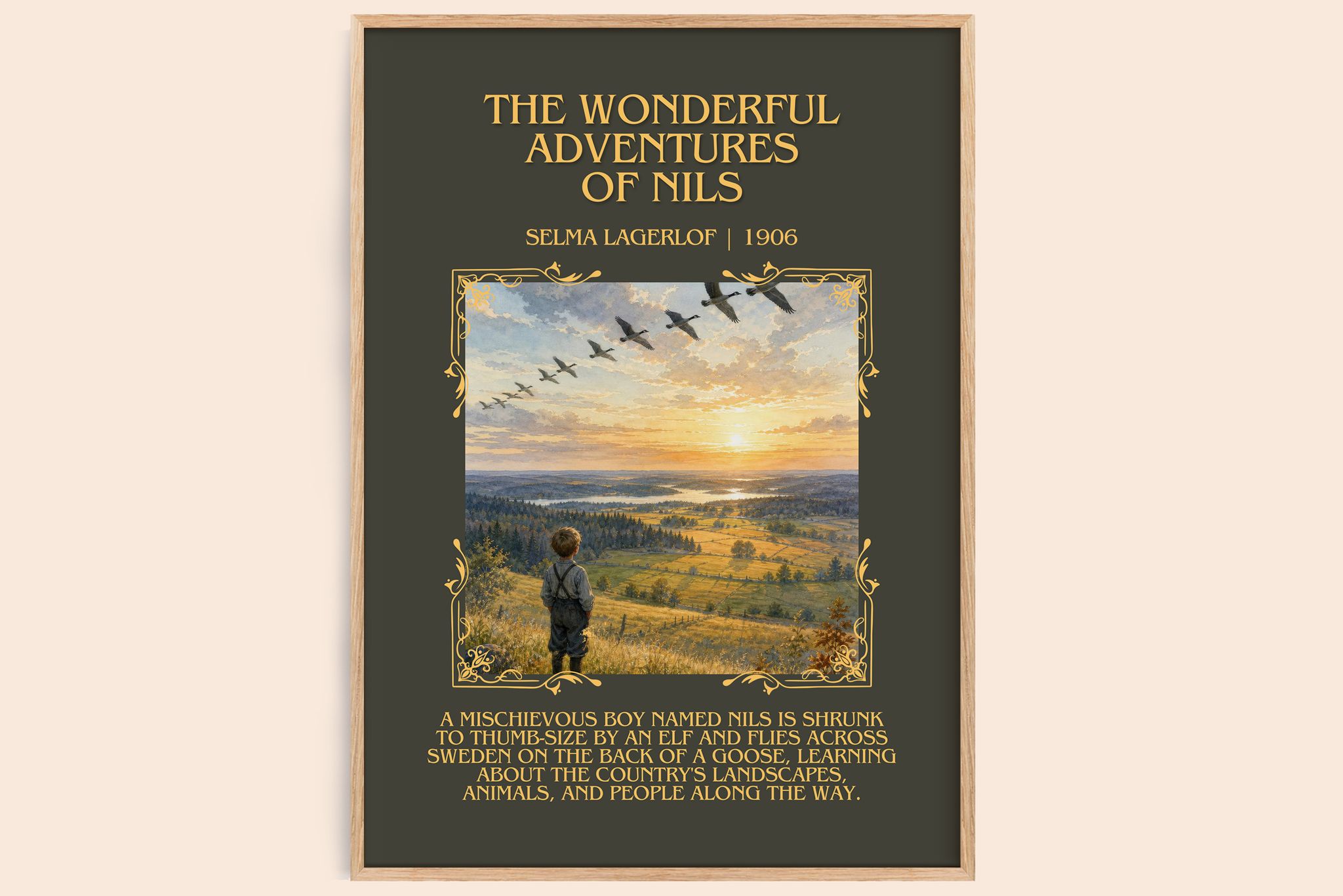 Wonderful Adventures of Nils Minimalist Book Poster by Selma Lagerlöf