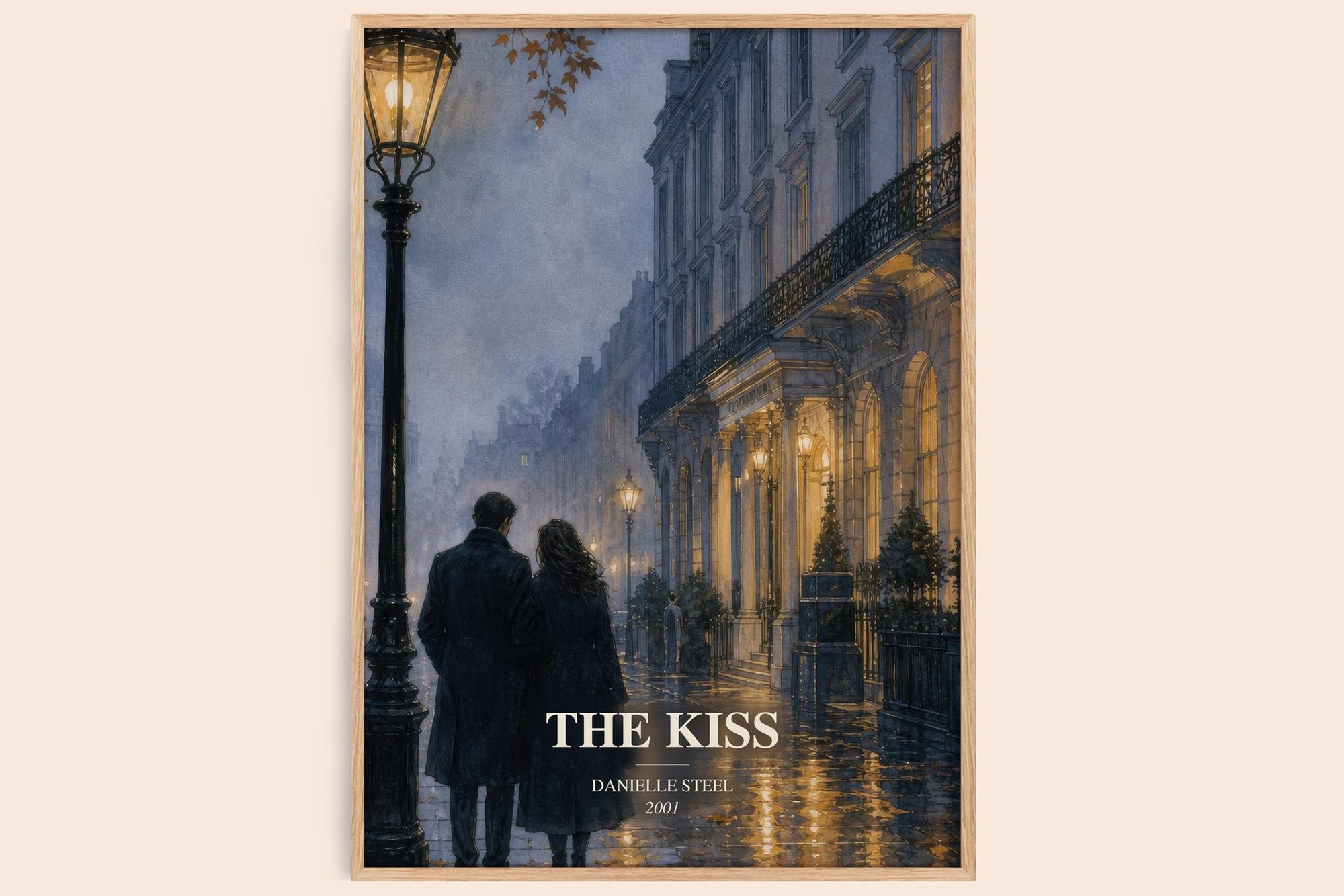 The Kiss watercolour book poster by Danielle Steel – framed literary art print