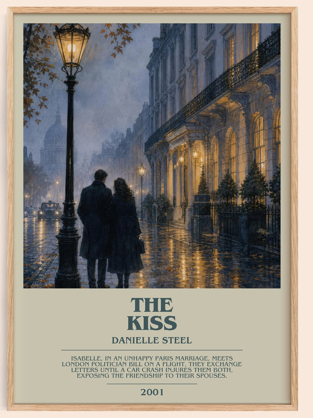 The Kiss bookish book poster by Danielle Steel – framed literary art print