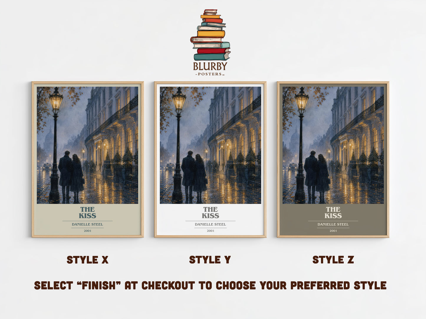 The Kiss book cover print in frame leaning in hallway – romance wall art