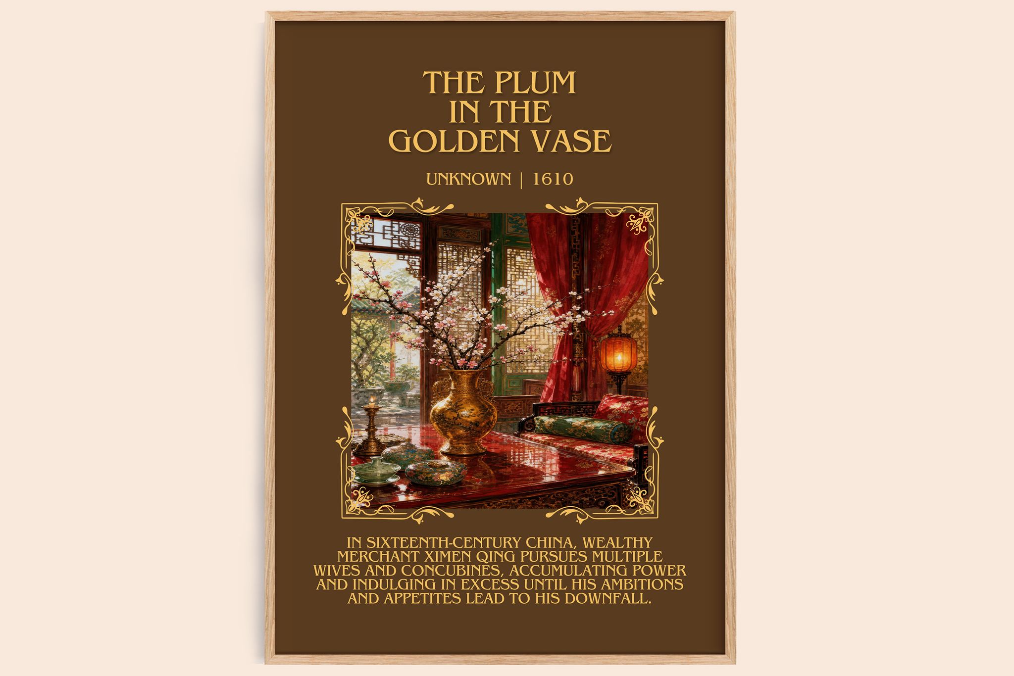 The Plum in the Golden Vase Minimalist Book Poster by Unknown