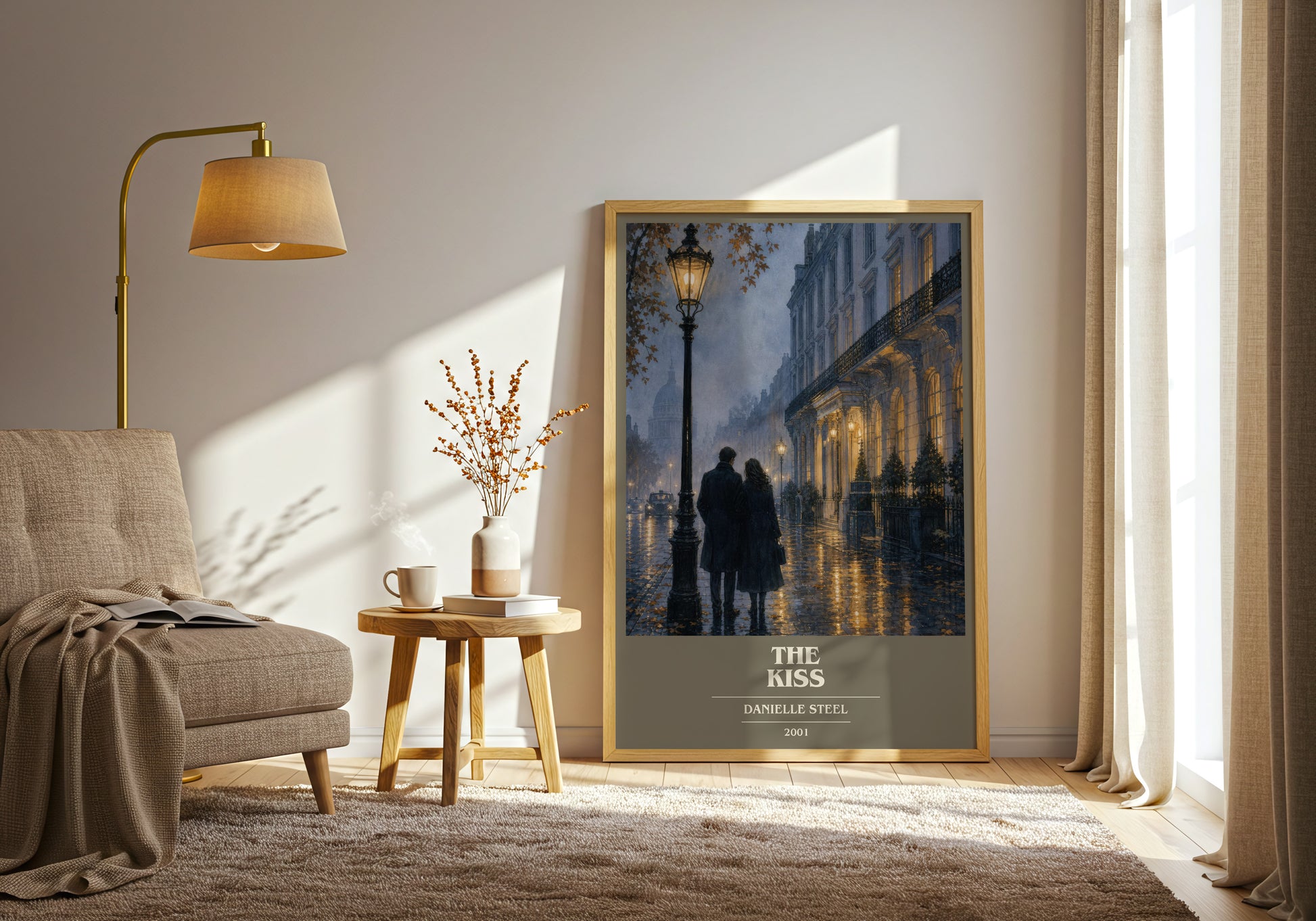 The Kiss book cover print on bookshelf – Danielle Steel fan gift