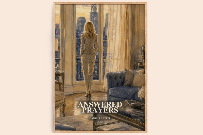 Answered Prayers watercolour book poster by Danielle Steel – framed literary art print