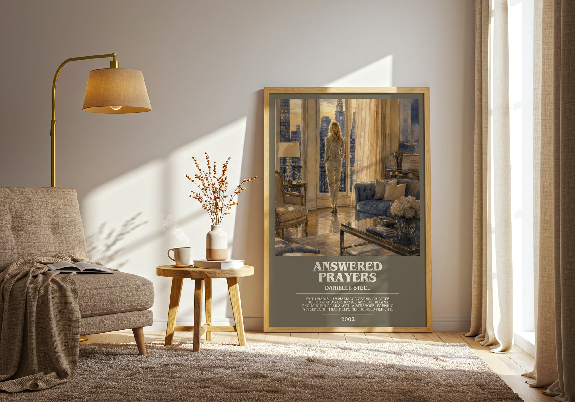 Answered Prayers bookish print on bookshelf – Danielle Steel fan gift
