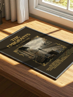 The Emigrants Minimalist Book Poster by W. G. Sebald – print on a sunlit desk