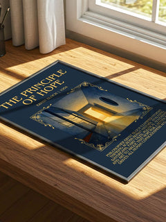 The Principle Of Hope Minimalist Book Poster by Ernst Bloch – print on a sunlit desk