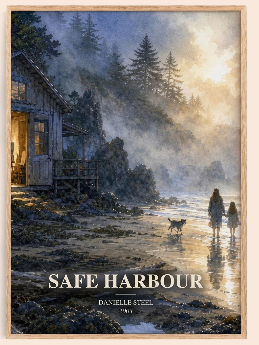 Safe Harbour watercolour book poster by Danielle Steel – framed literary art print